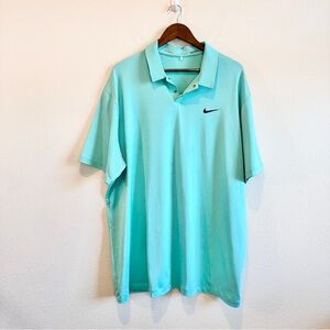 Nike Tiger Woods Golf Polo XXL Aqua Athleisure Performance Dri-FIT Shirt Top EUC